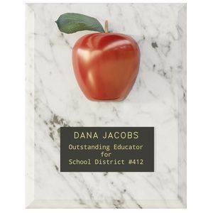 Split Red Apple Simulated Marble Plaque (Unimprin