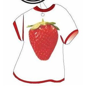 Strawberry Promotional T Shirt Key Chain w/ Black Back (4 Square Inch)