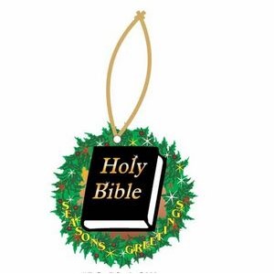 Holy Bible Promotional Wreath Ornament w/ Black Back (4 Square Inch)