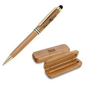 Eco Friendly Bamboo Pen Set w/ Black & Gold Trim Pen