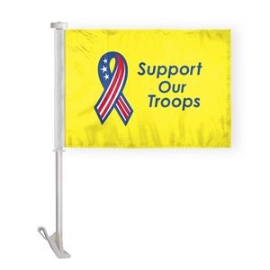 Support Our Troops Car Flags 12x16 inch Economy (yellow)