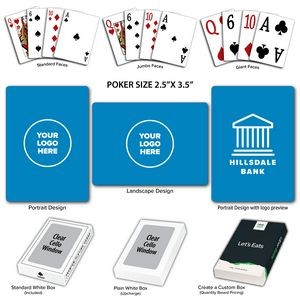 Solid Back Sky Blue Poker Size Playing Cards