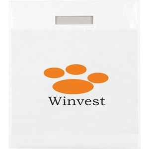 White Non Woven Fold Over Die Cut Handle Bag 2C2S (11"x15"x3")