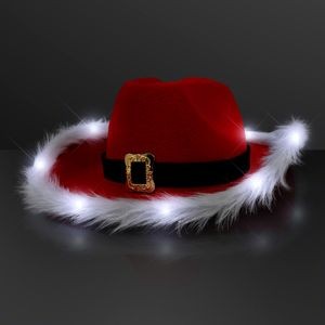 Cowboy Santa Claus Christmas Hat, White Light Fur Trim - BLANK
