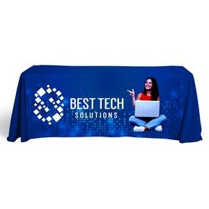Economy 8' Flat Dye Sublimation Front Panel Imprint White Table Cover (156"x60")