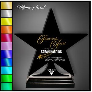 11" Star Black Acrylic Award with Mirror Accent