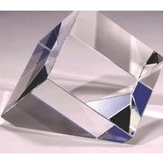 Slanted Cube Crystal Paperweight (4")