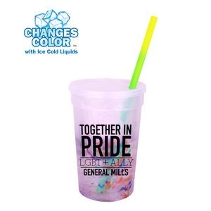 22 Oz. Rainbow Confetti Mood Cup/Straw/Lid Set