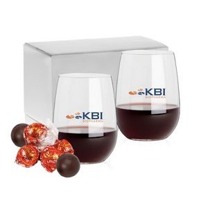Stemless Wine Glasses with Chocolate Truffles