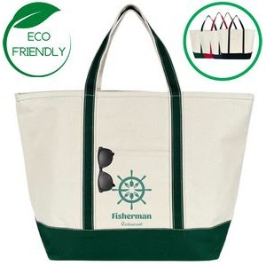 Anchor Zip-Top Boat and Tote Canvas Bag - Green