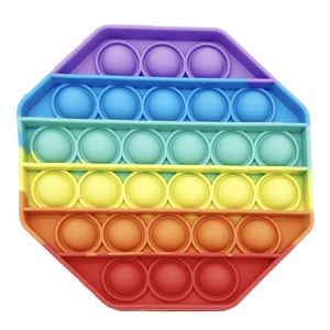 Silicone Rainbow Color Octagon Popper Toy