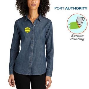Port Authority Ladies Long Sleeve Perfect Denim Shirt 5.4 oz
