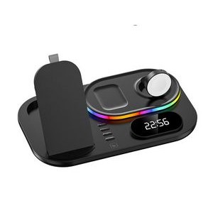 4in1 Wireless Charging Station with Night Light & Digital Clock