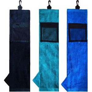 Tri-Fold Golf Towel Hook Loop with Net Bag