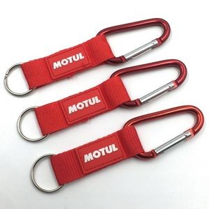 Carabiner With Red Strap And Split Ring-Customizable