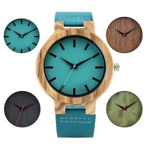 Leather Strap Male Wooden Watch