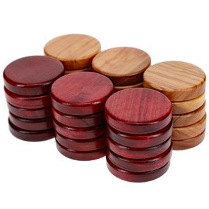 Olive Wood Backgammon Checkers/Chips in Red & Natural