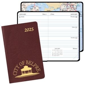 Mini Weekly Pocket Planner w/ Continental Vinyl Cover