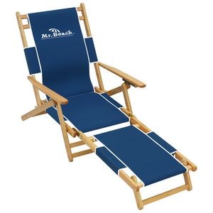 US Made Deluxe Folding Solid Oak Hardwood Frame Low Beach Lounger