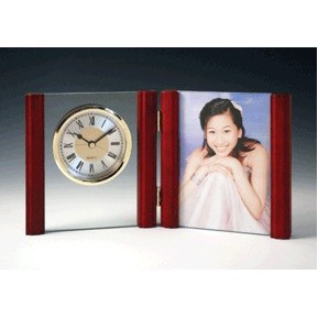 Rosewood Picture Frame w/Alarm Clock