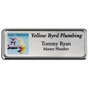 Sublimated Framed Name Badge-Nickel Silver Insert (1" x 3")