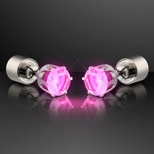 LED Faux Pink Diamond Pierced Earrings - BLANK