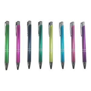 Metal Fancy Line Pen w/ Silver Trim - Special Colors - Screened
