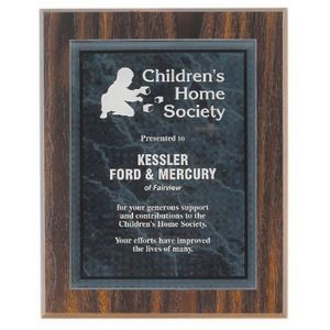 Walnut Finish Plaque with Black Marble Acrylic Plate (7" x 9")
