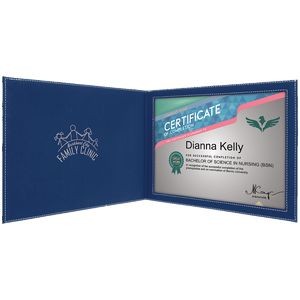 Certificate Holder, Faux Leather Blue, 9" x 12"
