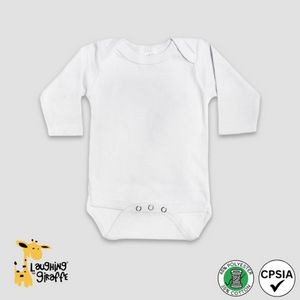 Baby Long Sleeve Bodysuit White 65% Polyester 35% Cotton- Laughing Giraffe®