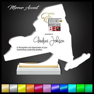 8" New York White Acrylic Award with Mirror Accent