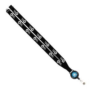 3/4" Import Polyester Lanyard With Metal Crimp & Retractable Badge Reel