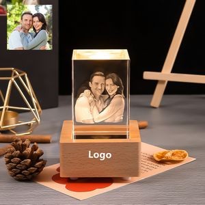 Personalized Custom 3D Photo Engraved Photo Crystal Cube With Base Glass Cube With Your Own Photo