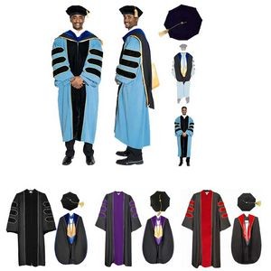 Unisex Doctoral Graduation Gown With Hood And 8-Side Tam