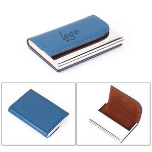 Business Card Holder W/ Stitched Textured Faux Leather