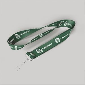 5/8" Dark Green custom lanyard printed with company logo with Jay Hook attachment 0.625"
