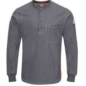 iQ Series® Men's Comfort Plus Knit Long Sleeve Henley Shirt - Charcoal Gray
