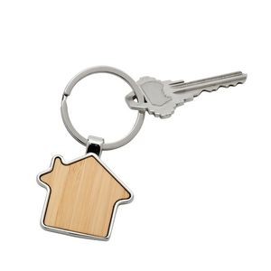 Bamboo House Key Chain With Metal Trim