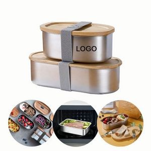 24oz/30oz Multifunctional Eco Friendly Food Grade Stainless Steel Lunch Box With Wooden Lid