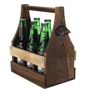 6 Packs Wooden Beer Caddy Carrier Holder Carrier