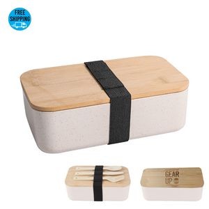 Wheat Straw Lunch Box with Bamboo Lid-Ocean