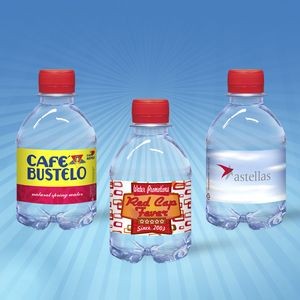 8oz. Custom Label Water w/Red Flat Cap - Clear Bottle