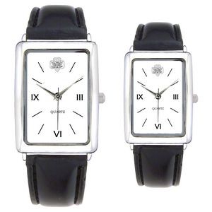 His Or Hers Square Face Leather Band Watch