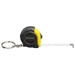 Mini Tape Measure 39" (1 meter) with split key ring attached to a chain; Full Color Imprint