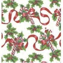 Red Ribbons & Canes Christmas Gift Wrap (417'x30" or 36")