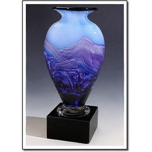 Purple Majesty Art Glass Vase w/ Marble Base (3.75"x7.5")