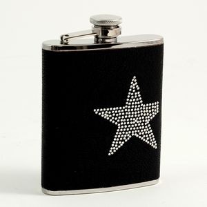 6 Oz. Stainless "Star" Black Flask