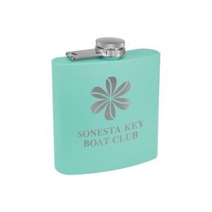 6oz. Matte Teal Powder Coated Stainless Steel Flask