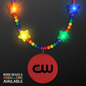 Rainbow Light Up Star Beads with Red Medallion - Domestic Print