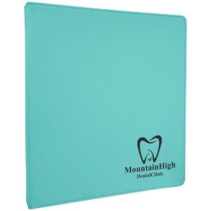 3 Ring Binder w/1" Slant Ring, Teal Faux Leather, 10 1/2" x 11 1/2"